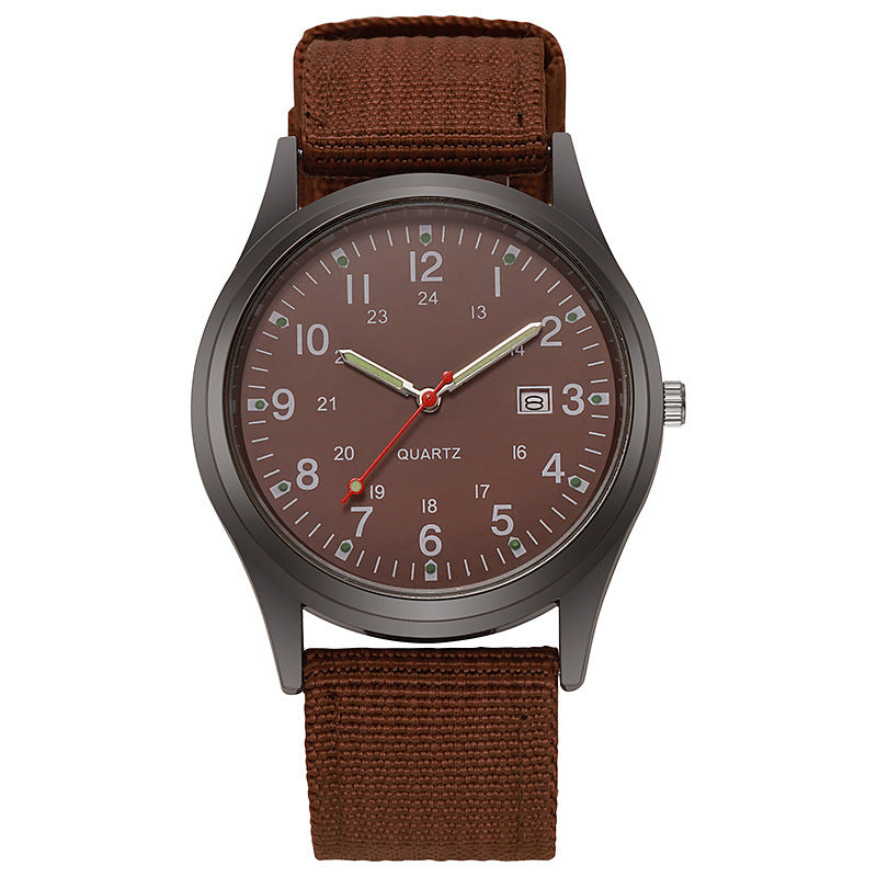 New canvas watch for men - casual, stylish, gift-worthy, military-inspired, with date display - perfect for students and sports - quartz movement