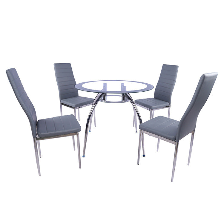 Modern minimalist glass dining table and chair set with backrests - export quality, complete table and chair set, one table and four chairs