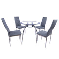 Modern minimalist glass dining table and chair set with backrests - export quality, complete table and chair set, one table and four chairs