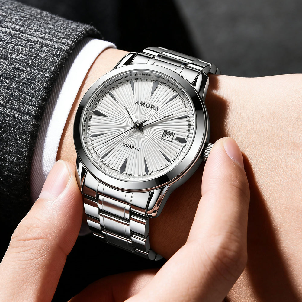 2026 new men's business waterproof watch, stainless steel band, quartz casual watch - cross-border exclusive, ready to ship