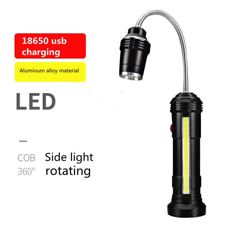 Cross-border hot-selling LED flashlight COB maintenance light USB charging T6 telescopic barbecue light magnet work light night light