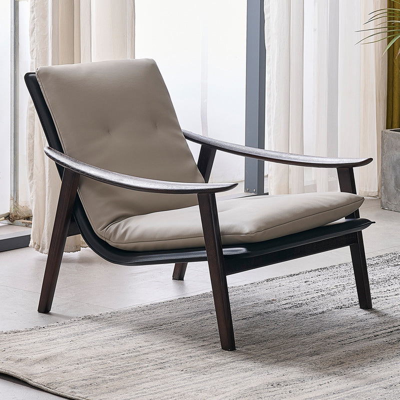 Recliner white ash solid wood legs living room balcony bedroom for home rest nap lazy small sofa chair pony chair