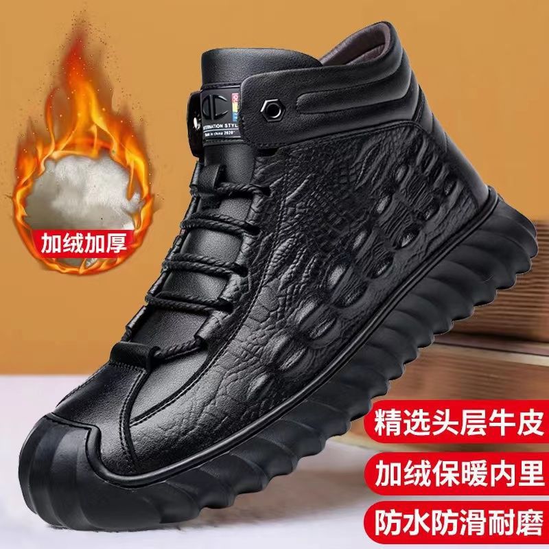 Best sellingmen cotton shoes genuine leather cotton boots pilot quick-heat shoes fleece-linedheattech cotton shoes wool heattech snow boots
