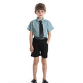 boys' summer floral suit, new kids' stylish short-sleeved floral shirt with trendy tie, baby formal wear