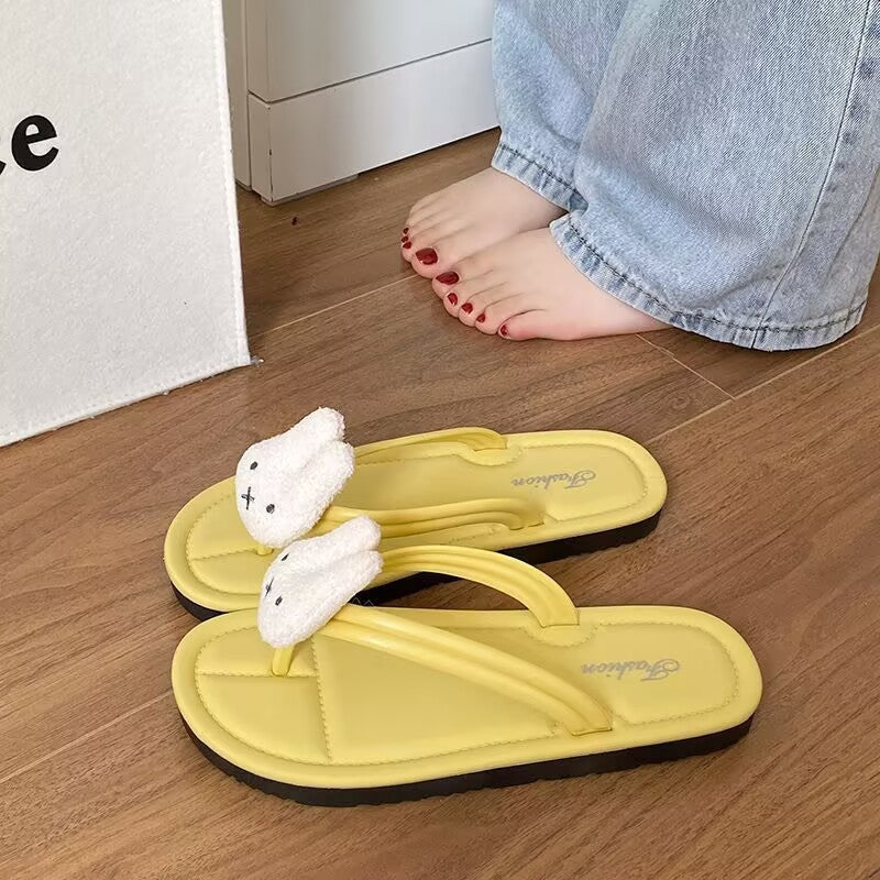2026 new trendy bunny flip-flops: cute, non-slip, outdoor beach sandals for girls - wholesale