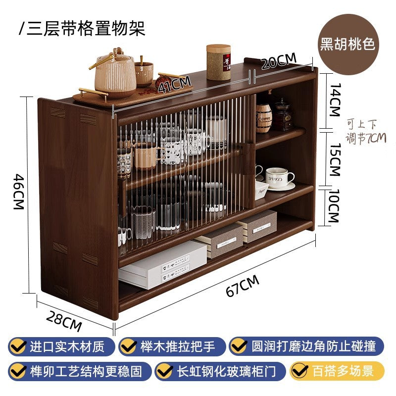 Solid wood bay window cabinet storage locker household balcony renovation window sill antique bookshelf Japanese dust-proof bookcase