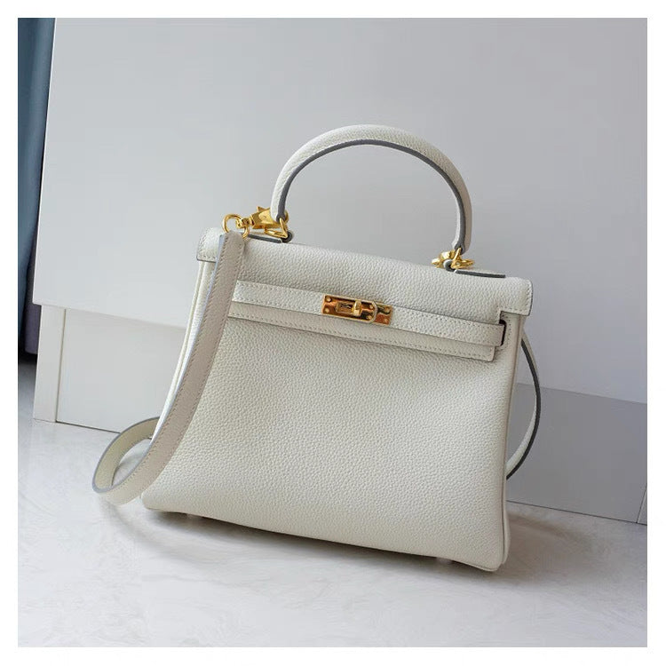 First-layer cowhide pebbled togo kelly leather bag satchel bag classy work clothing women's bag shoulder crossbody bag