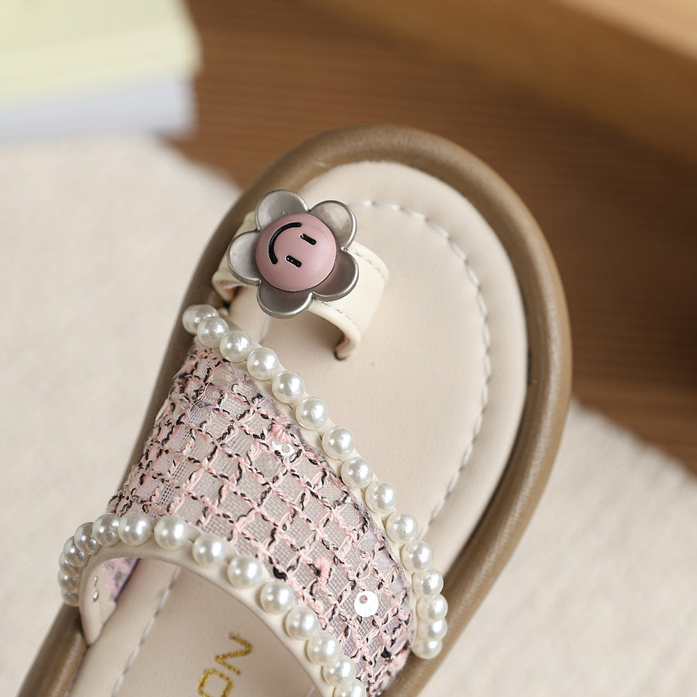Vancahao kids' fashion beaded sandals & slippers -  summer new collection - girls' open-toe flip-flops for outdoor wear