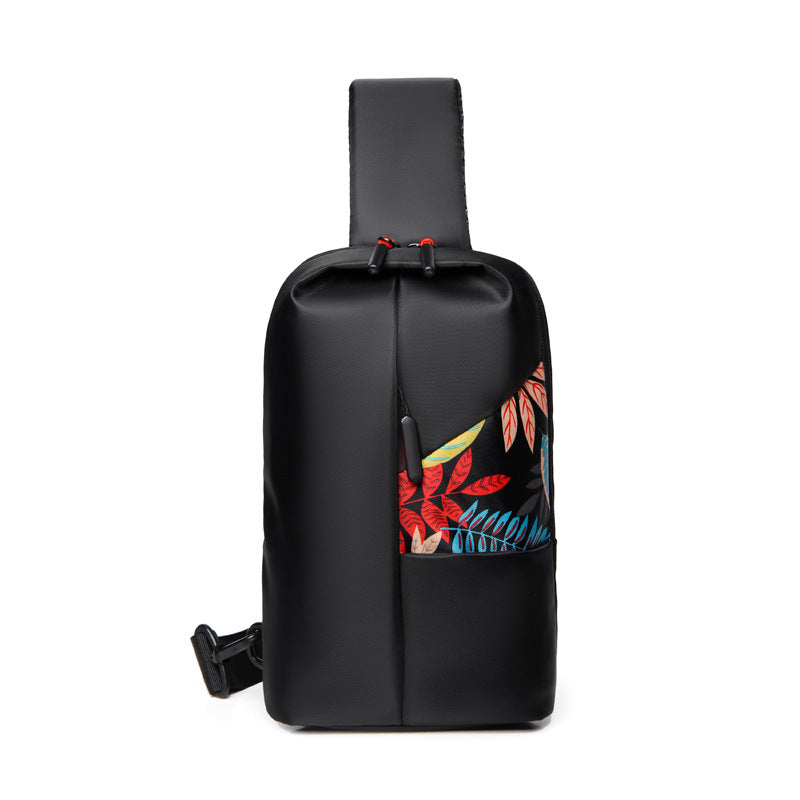 Customized,  fashion printed men's breast bag, anti-splashing nylon cloth shoulder bag, casual charging messenger bag wholesale