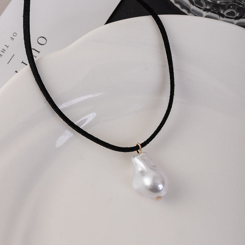 Wholesale irregular teardrop pearl pendant necklace - european & american style, baroque rope chain, adjustable choker, multi-layer necklace jewelry