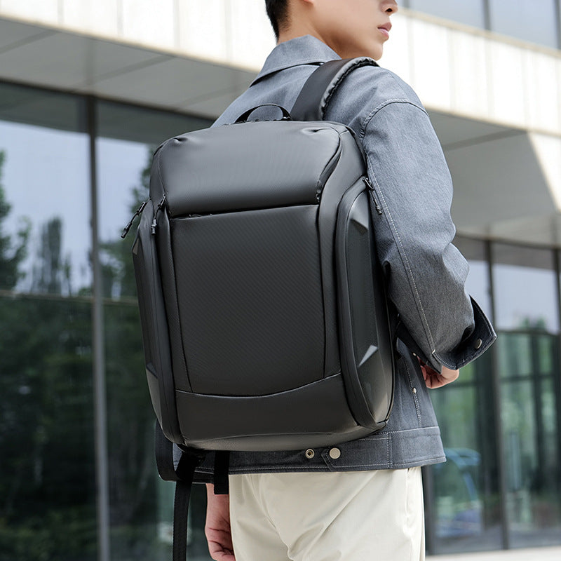 New large-capacity high-end men's backpack, locomotive wind EVA pressure case, computer bag, three-dimensional stylish backpack.