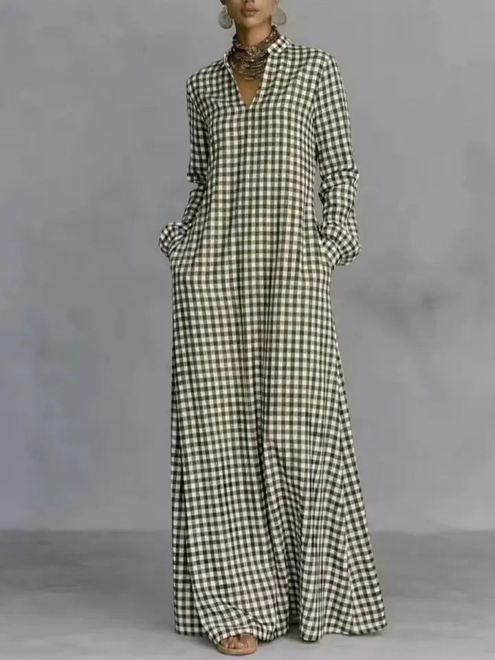 European and american cross-border  independent station y2 fashion women's plaid loose slimming look long knee-length shirt skirt casual