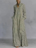 European and american cross-border  independent station y2 fashion women's plaid loose slimming look long knee-length shirt skirt casual