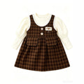 Girls' spring/autumn fashionable dress - new two-piece style, baby/kids plaid warm korean style skirt