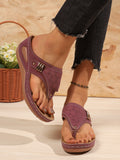 fashionplus size2025summernew arrival clip-toe wedge heel fashion laser rivet herringbone sandals for women wholesale