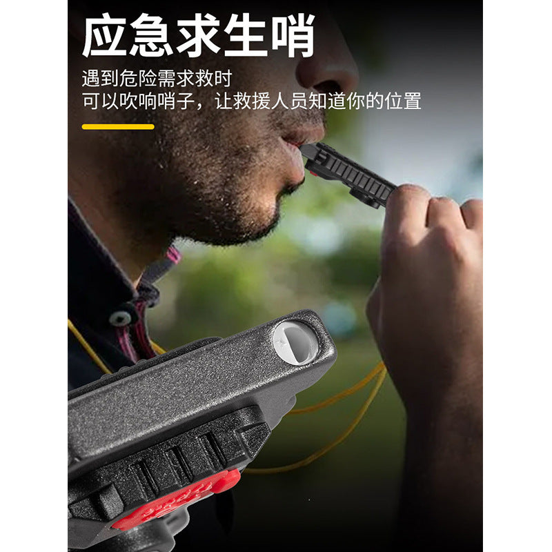 Cross-border new keychain light Type-C charging outdoor emergency survival whistle safety hammer mini flashlight