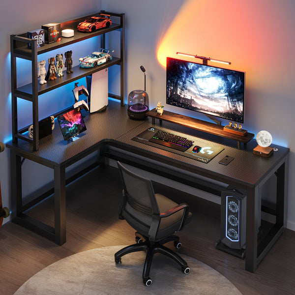 Corner gaming table Computer desk Desktop household double desk Bookshelf integrated table Bedroom corner table Desk