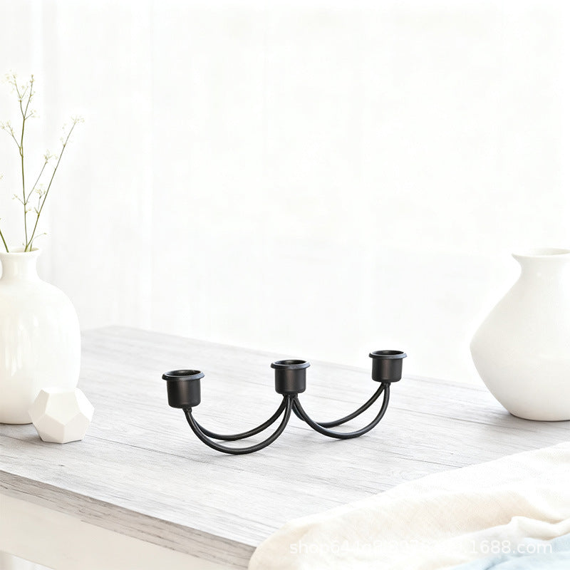 Nordic retro iron candlestick european style gold birthday home dining table candlelight dinner decoration props romantic