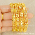 Wholesale dubai women's luxury hollow flower bangle gold elegant middle eastern bridal wedding bracelet party gift