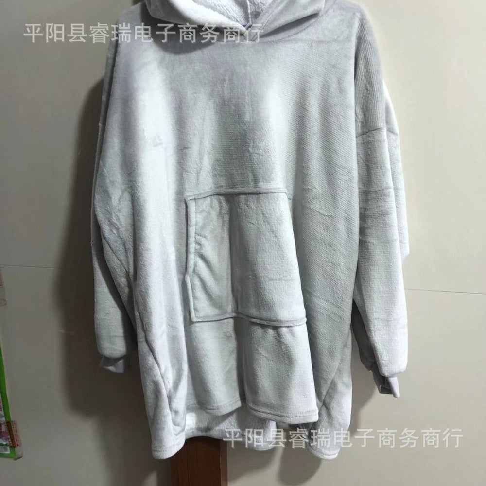 Pullover fleece thickenedlong pajamas heattech tv blanket outdoor cold-proof nightgown couple outfit sweatshirt fleece heattech