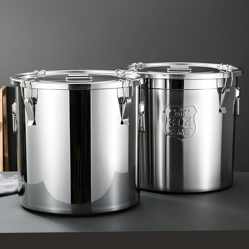304 stainless steel large capacity rice bucket insect-proof and moisture-proof for homestorage sealed bucket thickened rice barrel flour storage tank