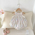 Summer lightweight baby romper - cute bunny sleeveless triangle bodysuit for baby girls - korean style summer outfit for outdoor wear - trendy