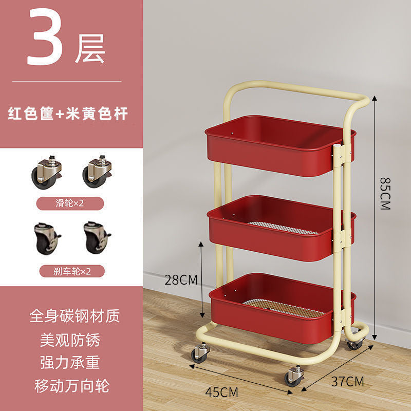 Influencer-style rolling cart shelf - home use, kitchen, bedroom, snack rack, living room multifunctional storage organizer - wholesale