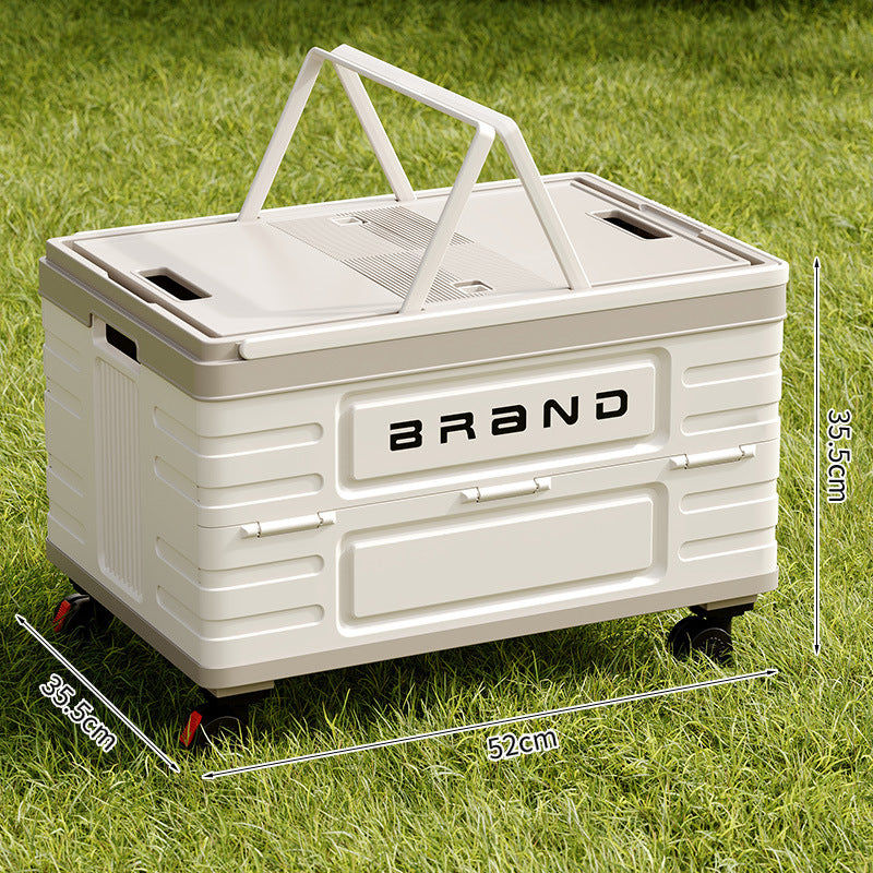 Outdoor camping storage box Folding box Camping finishing box Car trunk Storage box Wooden cover Clothes storage box
