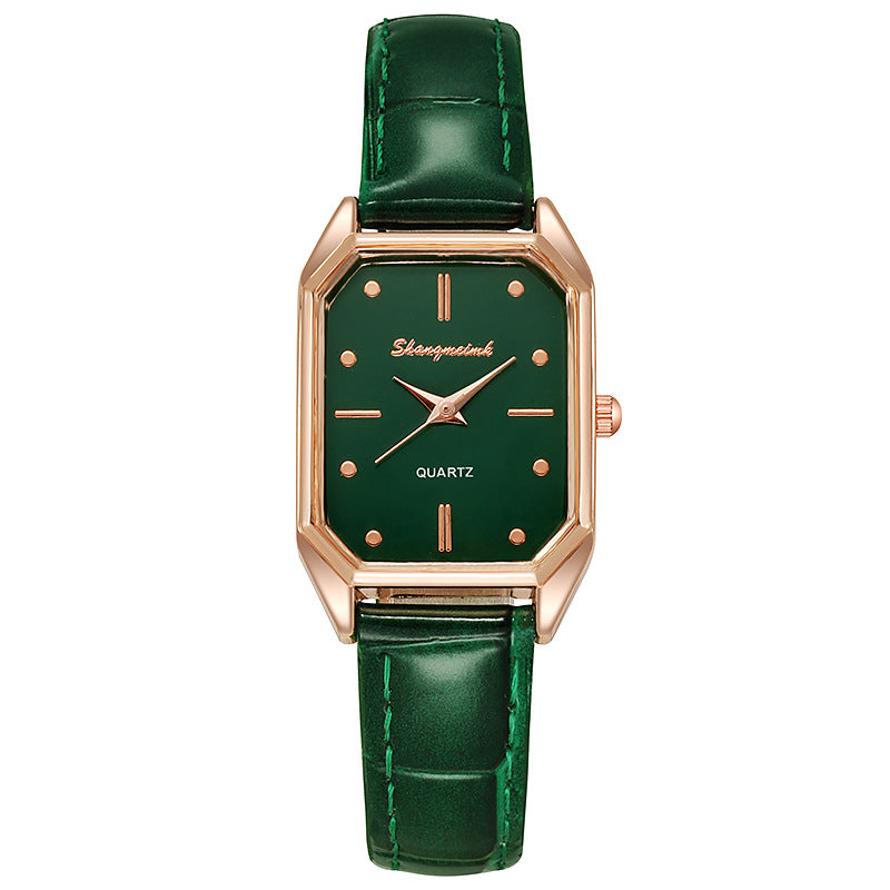 2022 tiktok & kuaishou traffic-driving exquisite little green watch women's quartz watch live stream square ladies' watch
