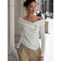 fashionexport women's clothing autumeleganceelegant one-shoulder bottomlong sleevesshirt