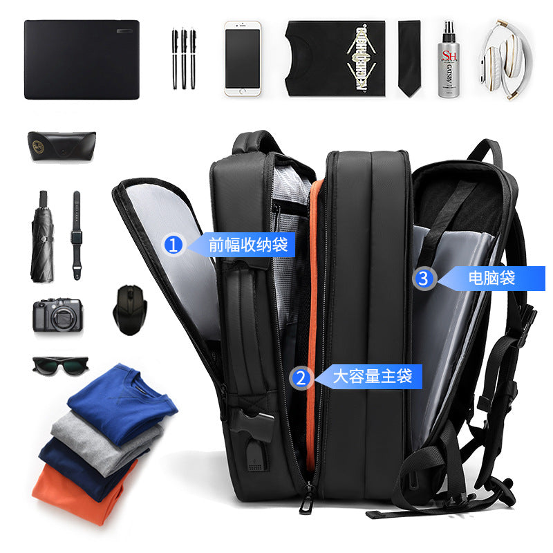 Off-route business large-capacity backpack men's travel bag expandable computer backpack can be customized logo Oxford cloth bag