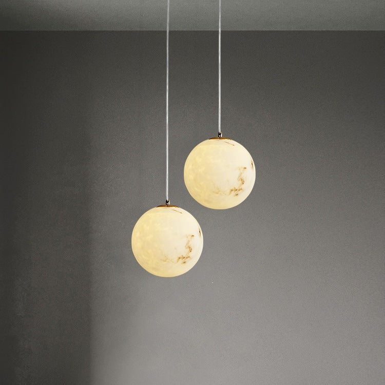 Accessible luxury designer imitation marble creative bedside ball small chandelier casual living room restaurant single head pendant lamp