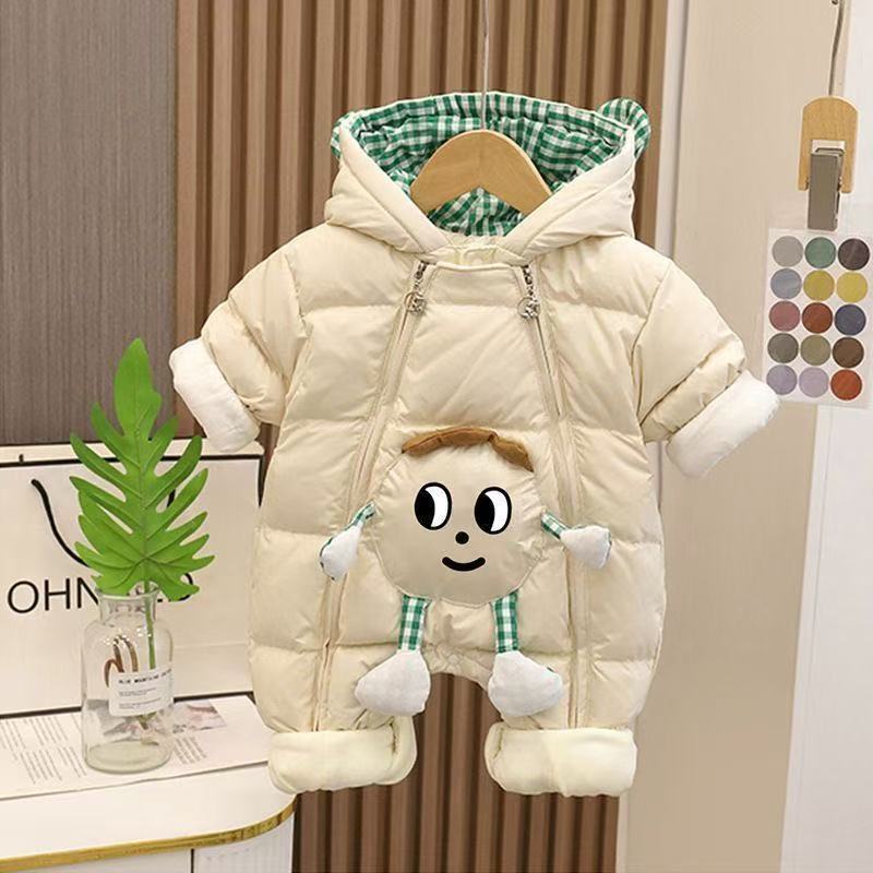 Baby winter outing heattech one-piece haki rompers winter stylethickened one-piece clothes super cute cartoon western style main treasure