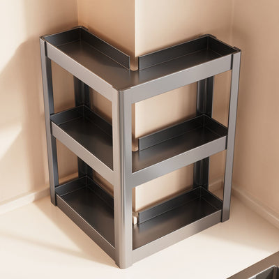 Kitchen corner spice rack - 2025 new multifunctional 90-degree countertop corner spice organizer
