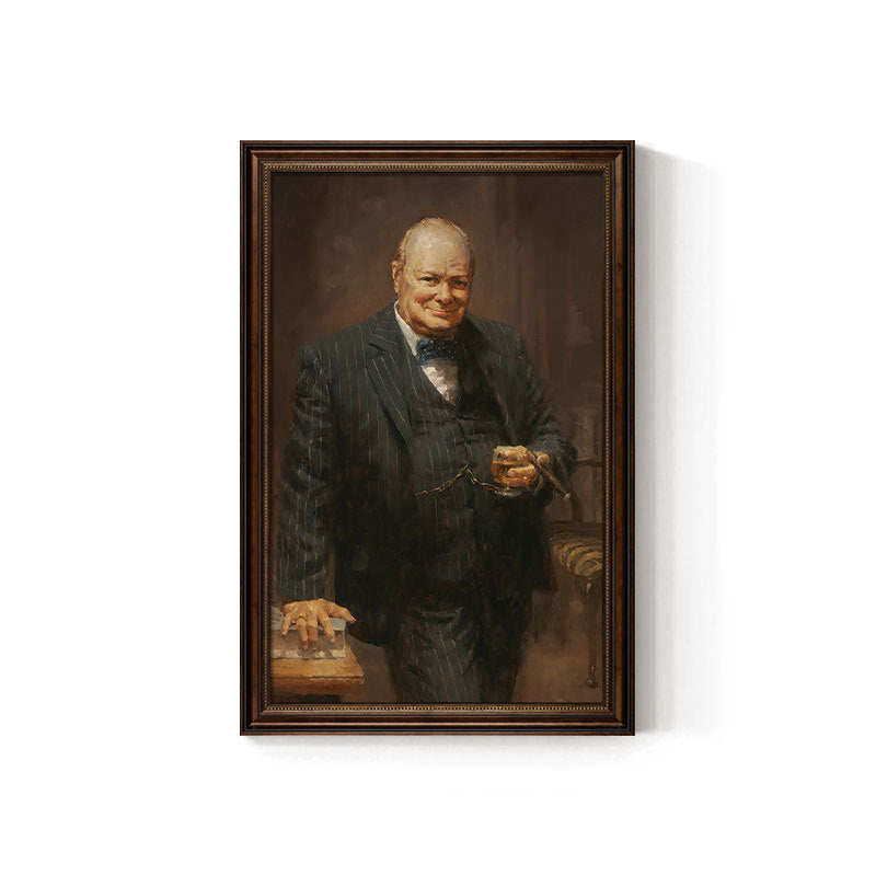 Churchill cigar bar decorative painting American celebrity retro bar club KTV box hanging painting tobacco and alcohol shop mural