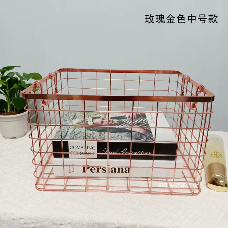 Dirty clothes basket, desktop storage basket, wrought iron storage basket, Nordic ins storage basket, sorting storage basket, sundries storage frame