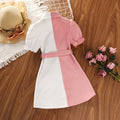 Girls' dress: cross-border bestseller,  summer european & american new fashion color block short sleeve toddler shirt dress