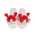 Autumn/winter open-toe cotton slippers for women - available in cute lobster/crab designs - plush, korean-style, wearable at home or out