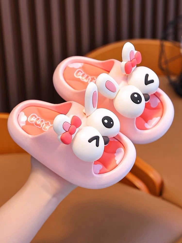 Ready-to-ship summer girls' slippers: bunny cartoon indoor anti-slip bathroom bath cute soft sole kids' slippers