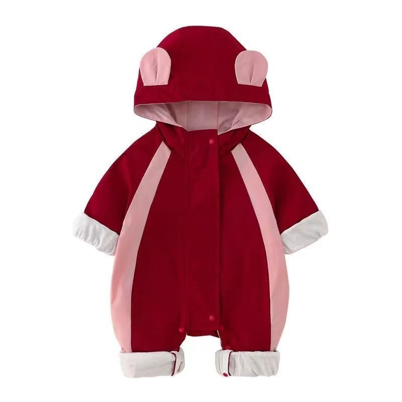 Baby onesie winter outfit - casual & stylish outdoor wear - color block design - cotton-padded for boys & girls