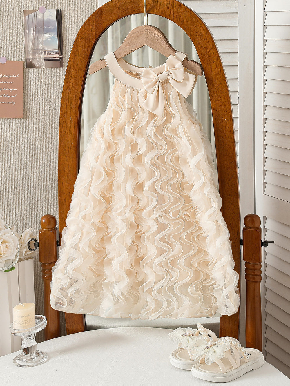 summer cross-border e-commerce 3d mesh wave patchwork a-line princess dress