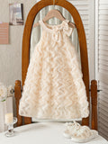 summer cross-border e-commerce 3d mesh wave patchwork a-line princess dress