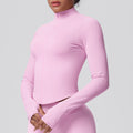 seamless pure color tight high elastic breathable stand collar zipper outwear sports running fitness yoga wear tops for women