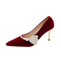 Pearl bridal high heels 2022 new pointed toe xiuhe dress wedding shoes for pregnant women, comfortable chinese style wedding shoes for women