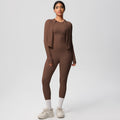 Solid color new outdoor casual quick-dry sports yoga outfit - tight-fitting, butt-lifting, pocketed shorts - fitness naked feel three-piece set