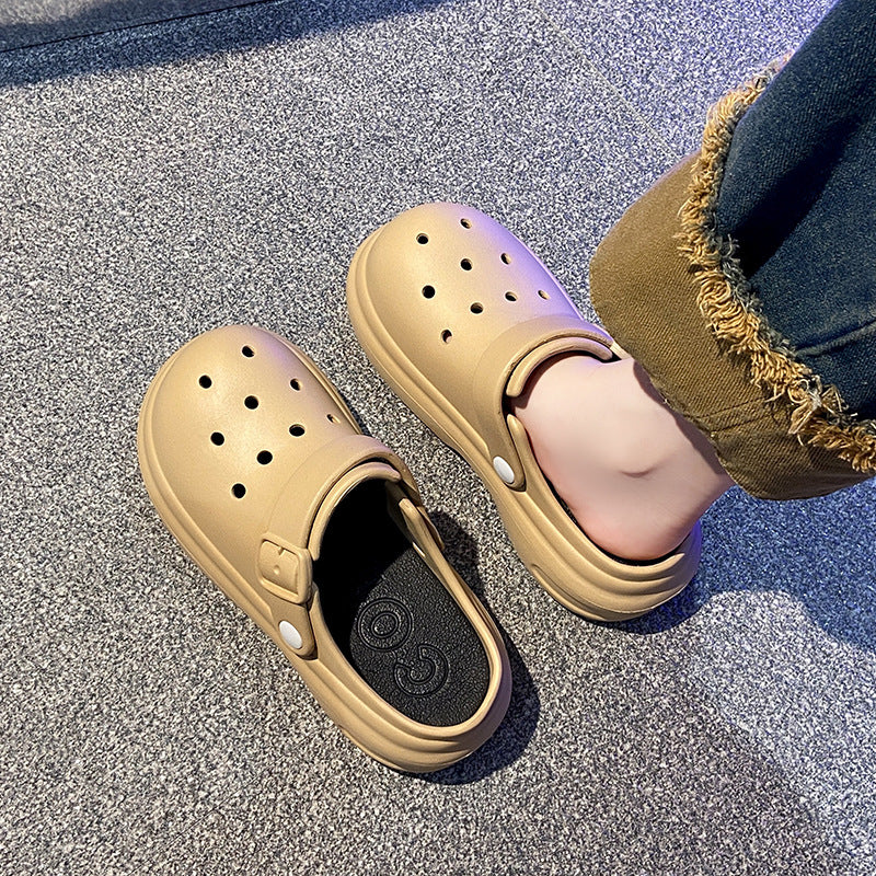 Women's clogs summer outdoor wear non-slip thick sole slippers "stomping on shit" feel couple casual two-wear closed-toe beach sandals