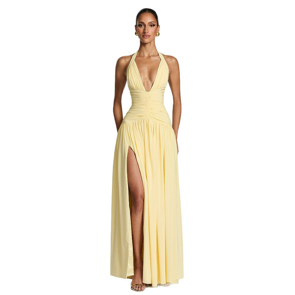 Amazon fashion style new arrivalelegant slit dress eleganthalter silmsexybacklessdress