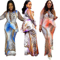 supply new arrivalcolorful leopard print printing round neck long sleeves printing dress long skirt big sale
