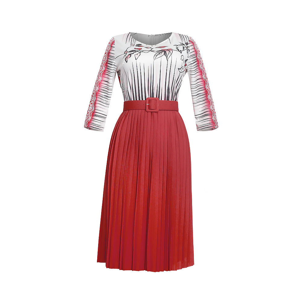Ebaynew arrival pleated slimming look silmdress african women's clothing plus size medium longpleated skirt with belt