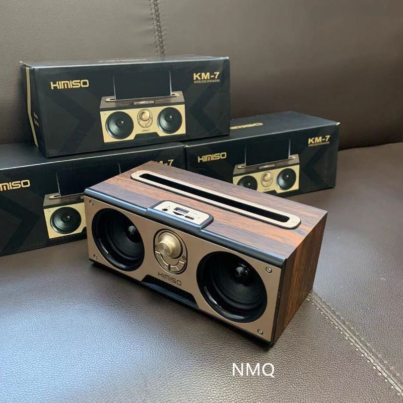 Km-7 retro wooden speaker - portable outdoor subwoofer wireless bluetooth radio tf card speaker - default options